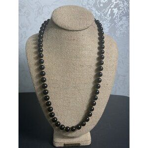 Black Bead & Gold Clasp Necklace